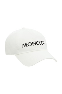 Белая бейсболка с черным логотипом Moncler