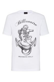 Белая футболка с принтом Billionaire