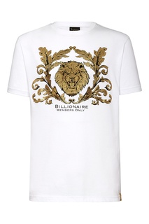 Белая футболка с золотистым принтом Billionaire