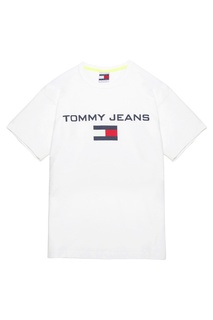 Белая хлопковая футболка с логотипом Tommy Jeans