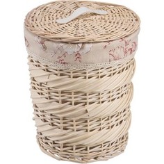Корзина бельевая Natural House круглая Цветы Роза, Д310 Ш310 В360, молочный
