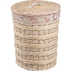 Корзина бельевая Natural House круглая Цветы Роза, Д450 Ш450 В550, молочный