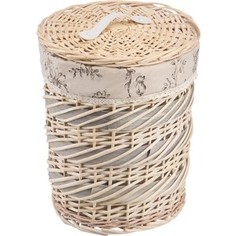Корзина бельевая Natural House круглая Цветы Фиалка, Д310 Ш310 В360, молочный