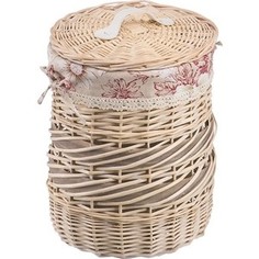 Корзина бельевая Natural House круглая Цветы Ободок, Д290 Ш290 В370, молочный