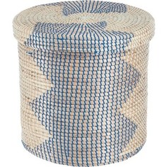 Корзина бельевая Natural House круглая Изумрудная волна, Д400 Ш400 В400, изумрудный, синий