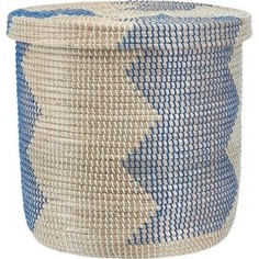 Корзина бельевая Natural House круглая Изумрудная волна, Д500 Ш500 В480, изумрудный, синий