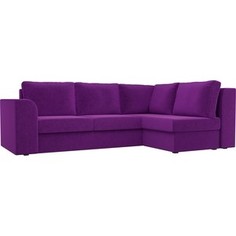 Угловой диван Лига Диванов Пауэр вельвет фиолетовый правый угол