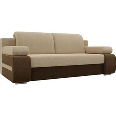 Прямой диван Лига Диванов Денвер вельвет бежевый/коричневый