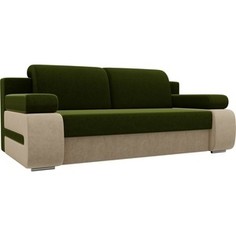 Прямой диван Лига Диванов Денвер вельвет зеленый/бежевый
