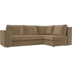 Угловой диван Лига Диванов Пауэр вельвет бежевый правый угол