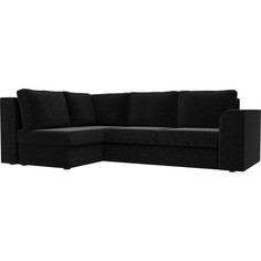Угловой диван Лига Диванов Пауэр вельвет черный левый угол