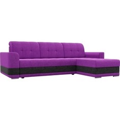 Диван угловой Лига Диванов Честер вельвет фиолетовый вставка черная правый угол.
