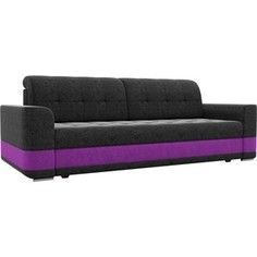 Диван еврокнижка Лига Диванов Честер вельвет черный вставка фиолетовая.