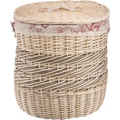 Корзина бельевая Natural House овальная Цветы Ободок, Д500 Ш400 В570, молочный