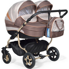 Коляска для двойни Indigo INDIGO DUO 18 48 (св.бежевый+коричневый+оранжевый)