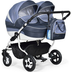 Коляска для двойни Indigo INDIGO DUO 18 46 (св.джинс+т.синий джинс+белый)