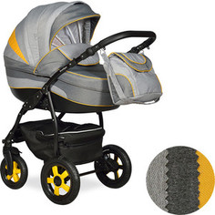 Коляска 2 в 1 Indigo INDIGO 18 44 (св.серый+т.серый+желтый)