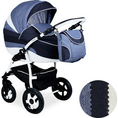 Коляска 2 в 1 Indigo INDIGO 18 46 (св.джинс+т.синий джинс+белый)