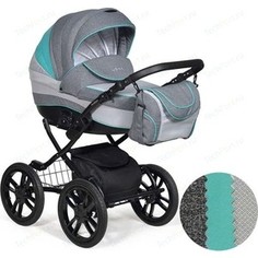 Коляска 2 в 1 Indigo INDIGO 18 Special Plus 14 Sp 05 (т.серый+св.серый+бирюзовая кожа)