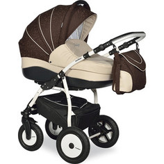 Коляска 2 в 1 Indigo INDIGO 17 S S 34 (св.бежевый+шоколад узор-ткань)