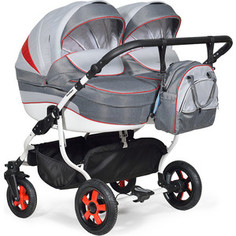Коляска для двойни Indigo INDIGO DUO 18 43 (св.серый+т.серый+красный)