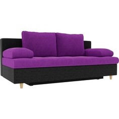 Прямой диван АртМебель Спенсер вельвет фиолетовый/черный