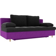 Прямой диван АртМебель Спенсер вельвет черный/фиолетовый