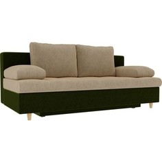 Прямой диван АртМебель Спенсер вельвет бежевый/зеленый