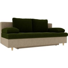 Прямой диван АртМебель Спенсер вельвет зеленый/бежевый