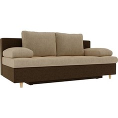 Прямой диван АртМебель Спенсер вельвет бежевый/коричневый