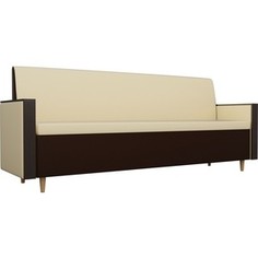 Кухонный прямой диван АртМебель Модерн экокожа бежевый/коричневый