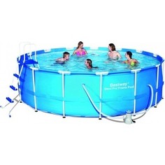 Бассейн каркасный Bestway 56100 (457х122 см) 56438 (фильтр-насос, тент, лестница , подстилка)