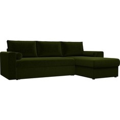 Угловой диван АртМебель Верона микровельвет зеленый правый угол