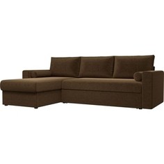 Угловой диван АртМебель Верона микровельвет коричневый левый угол