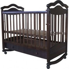 Кроватка Лаура 7 колесо-качалка.с ящиком шоколад Laura