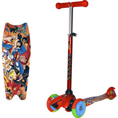 Самокат 3-х колесный 1Toy DC Super Heroes, управление наклоном, колёса со светом Т59549