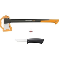 Топор-колун Fiskars Х21 + универсальный нож (1025436)
