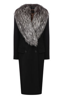 Шерстяное пальто с воротником из меха лисы Dolce & Gabbana