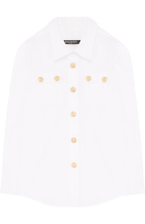 Хлопковая блуза с декоративными пуговицами Balmain