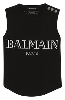 Хлопковая майка с логотипом бренда Balmain