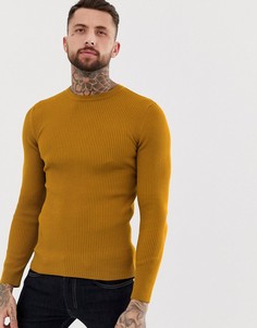 Облегающий джемпер горчичного цвета в рубчик ASOS DESIGN - Желтый