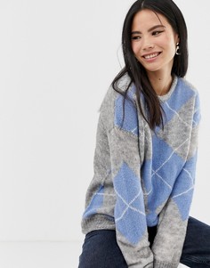 Джемпер с узором в ромбик Brave Soul - Серый