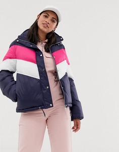 Дутая куртка с контрастными полосками QED London - Темно-синий