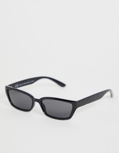 Черные узкие солнцезащитные очки в прямоугольной оправе Weekday - Черный