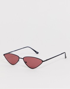 Солнцезащитные очки кошачий глаз с красными линзами ASOS DESIGN - Черный