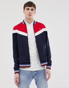 Темно-синий трикотажный бомбер в стиле колор блок Original Penguin - Темно-синий