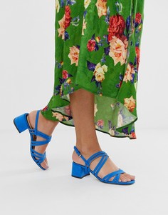 Синие босоножки на каблуке с ремешками Miss Selfridge - Синий