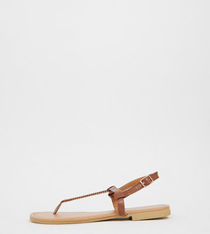 Светло-коричневые сандалии для широкой стопы с отделкой металлик New Look - Рыжий