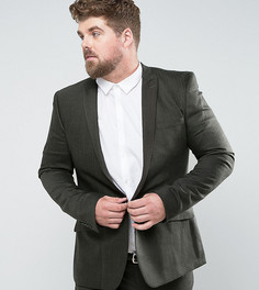 Облегающий пиджак из ткани с добавлением шерсти ASOS PLUS - Зеленый