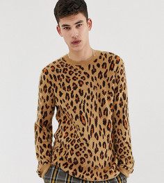 Джемпер с леопардовым принтом ASOS DESIGN Tall - Коричневый